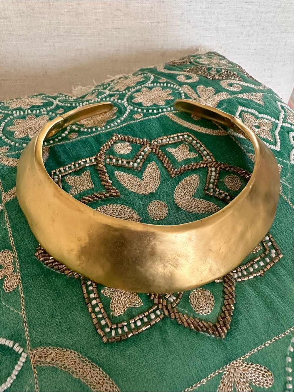 Gold Collar Choker Necklace - Bold Sculptural Statement